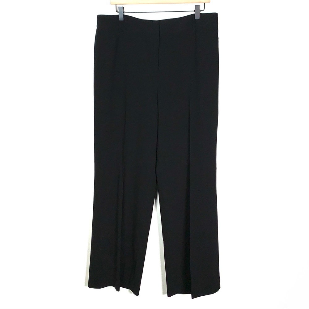 White House wide leg flat front black dress pants